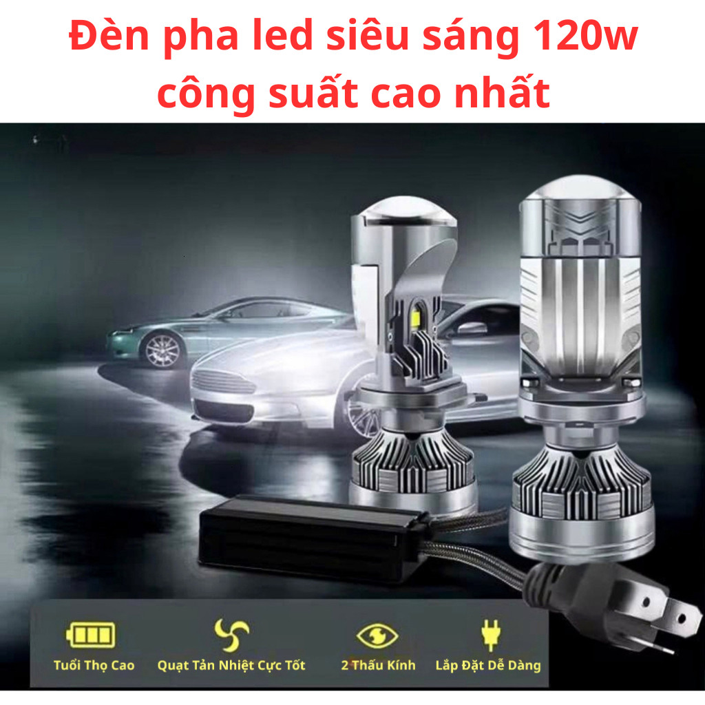 Đèn bi cầu led mini m01u h4 120w siêu sáng hàng chất lượng cao bảo hành 1 năm