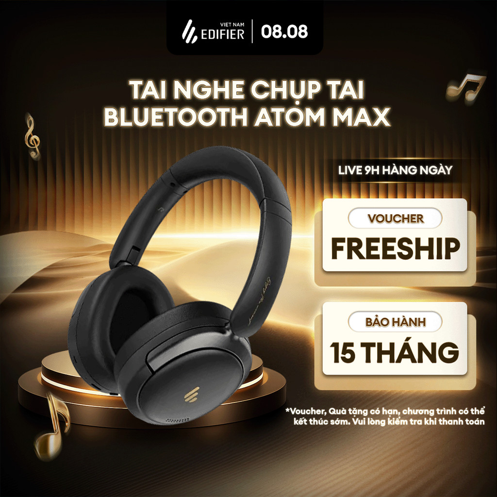 Tai Nghe Bluetooth Chụp Tai EDIFIER ATOM MAX | Bluetooth 5.4 | Khử Tiếng Ồn Môi Trường | Độ Trễ Thấp | Bảo Hành 15 Tháng