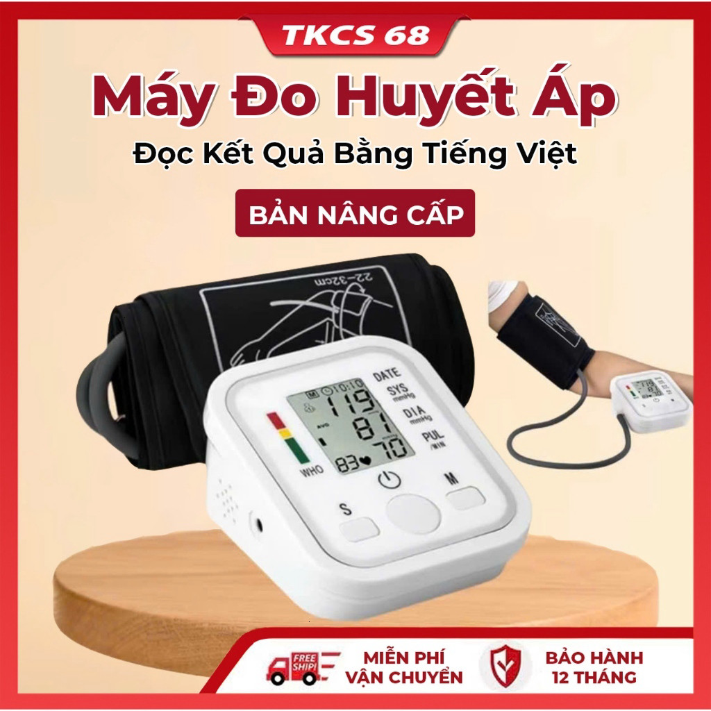 Máy đo huyết áp nhịp tim đọc kết quả bằng tiếng việt,bảo hành 12 tháng chính xác dễ sử dụng