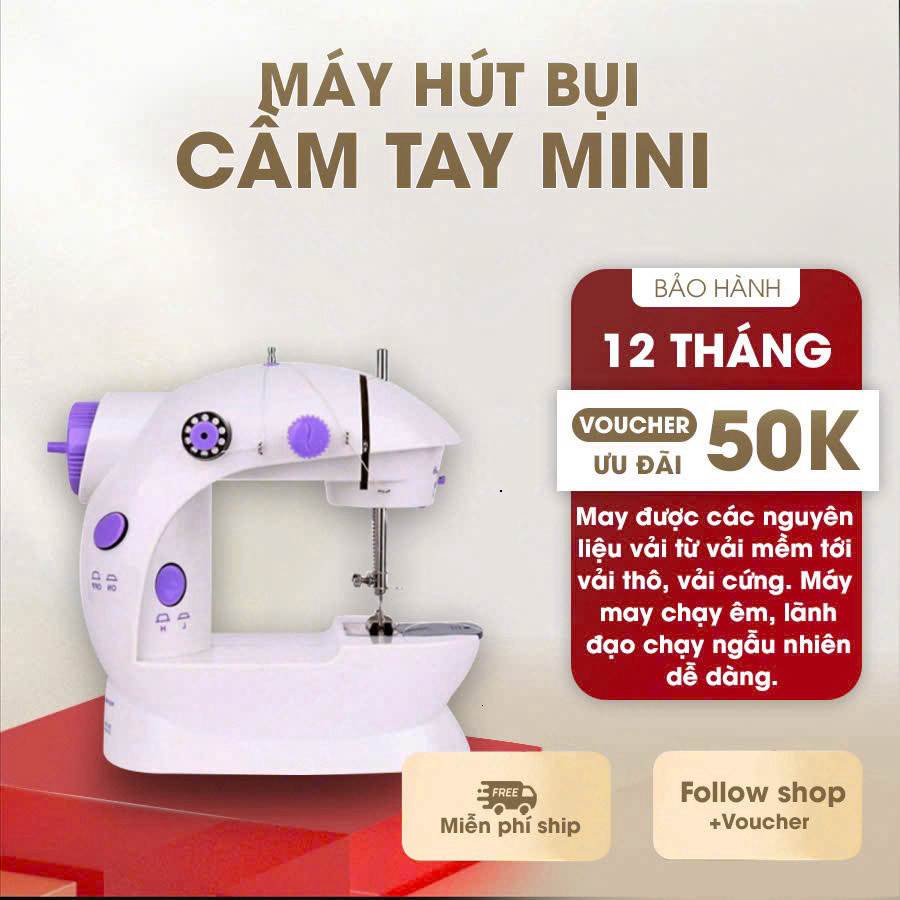 Máy may mini gia đình cầm tay tiện lợi, Máy khâu quần áo thiết kế nhỏ gọn dễ dàng mang đi,có đèn LED chất liệu cao cấp.