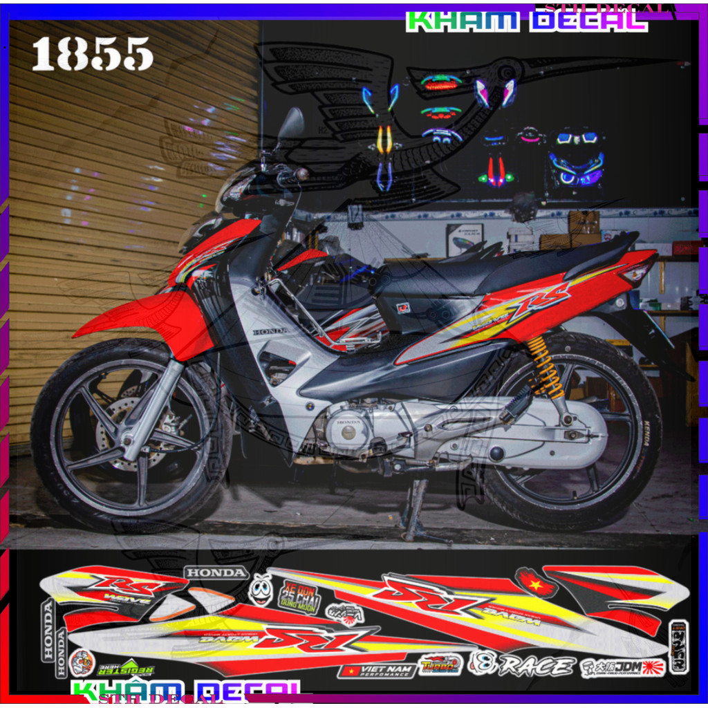 STH DECAL Nhãn Decal 3 Lớp Wave RS Đỏ Đen - Tem Rời Chống Thấm Nước 1855