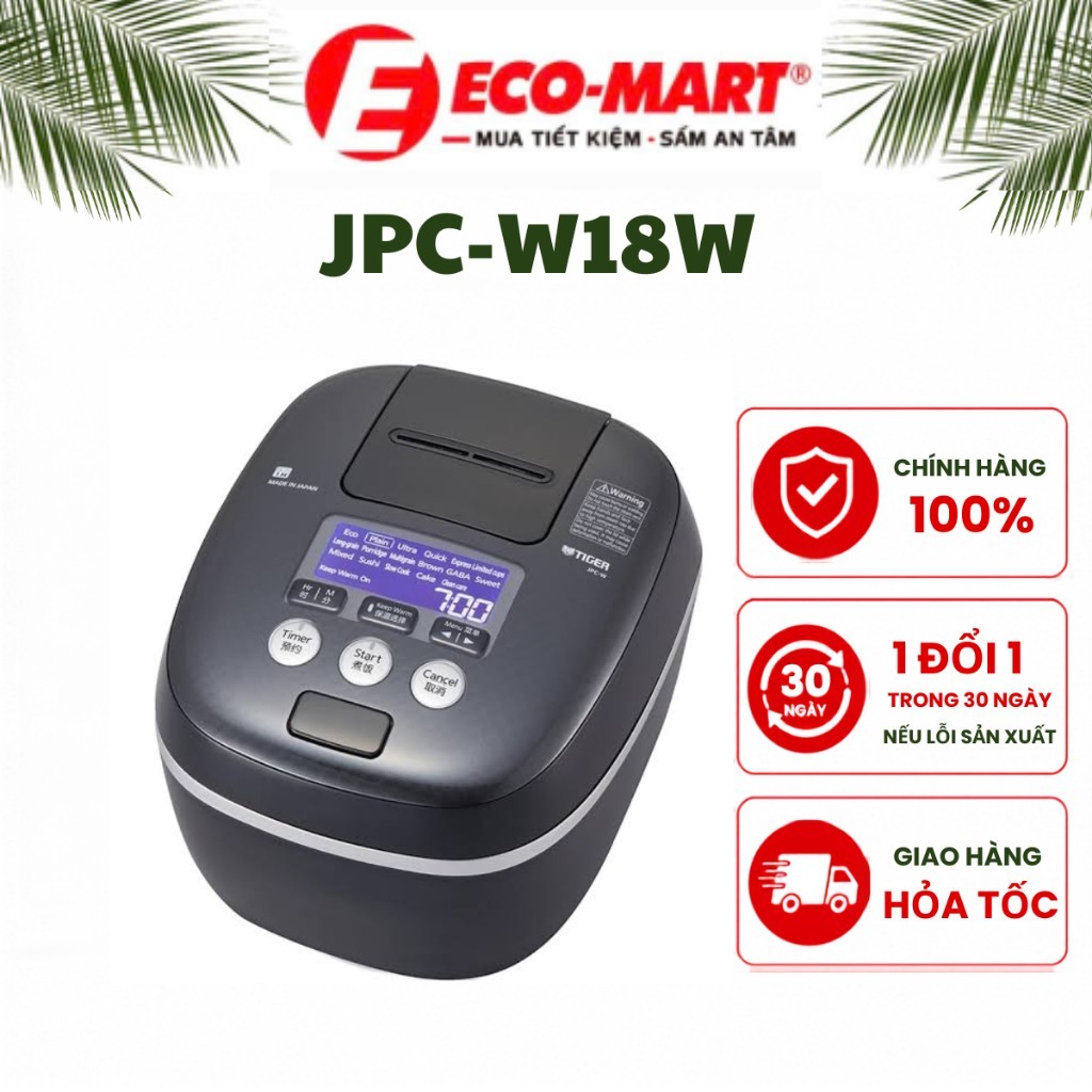 Nồi cơm điện tử cao tần áp suất Tiger 1.8 lít JPC-W18W