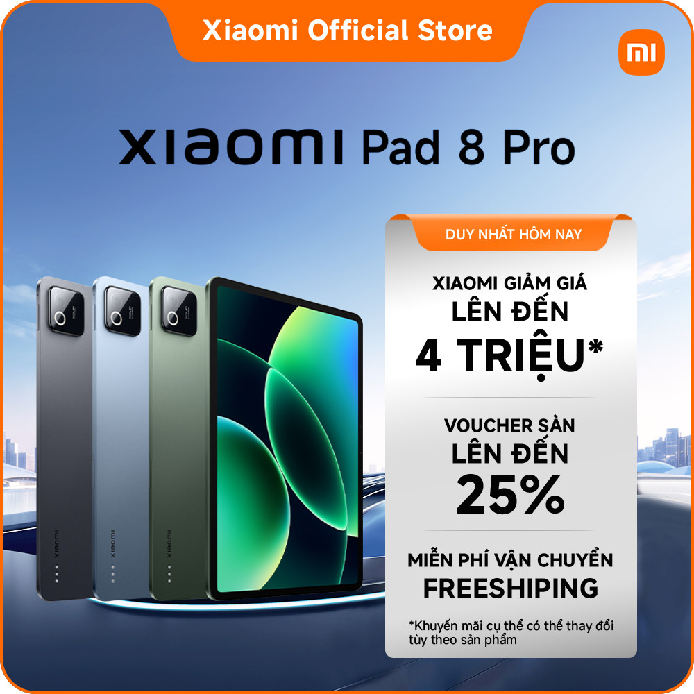 Máy tính bảng Xiaomi Pad 8 Pro (8+128GB|8+256GB)| Pin 9200mAh (typ)|Màn hình 3.2K 144Hz| Vi xử lý Sn