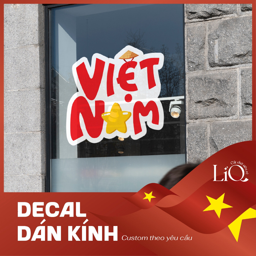 Decal dán kính Việt Nam - Decal yêu nước - Decal cờ Việt Nam - Decal Quốc Khánh 2.9