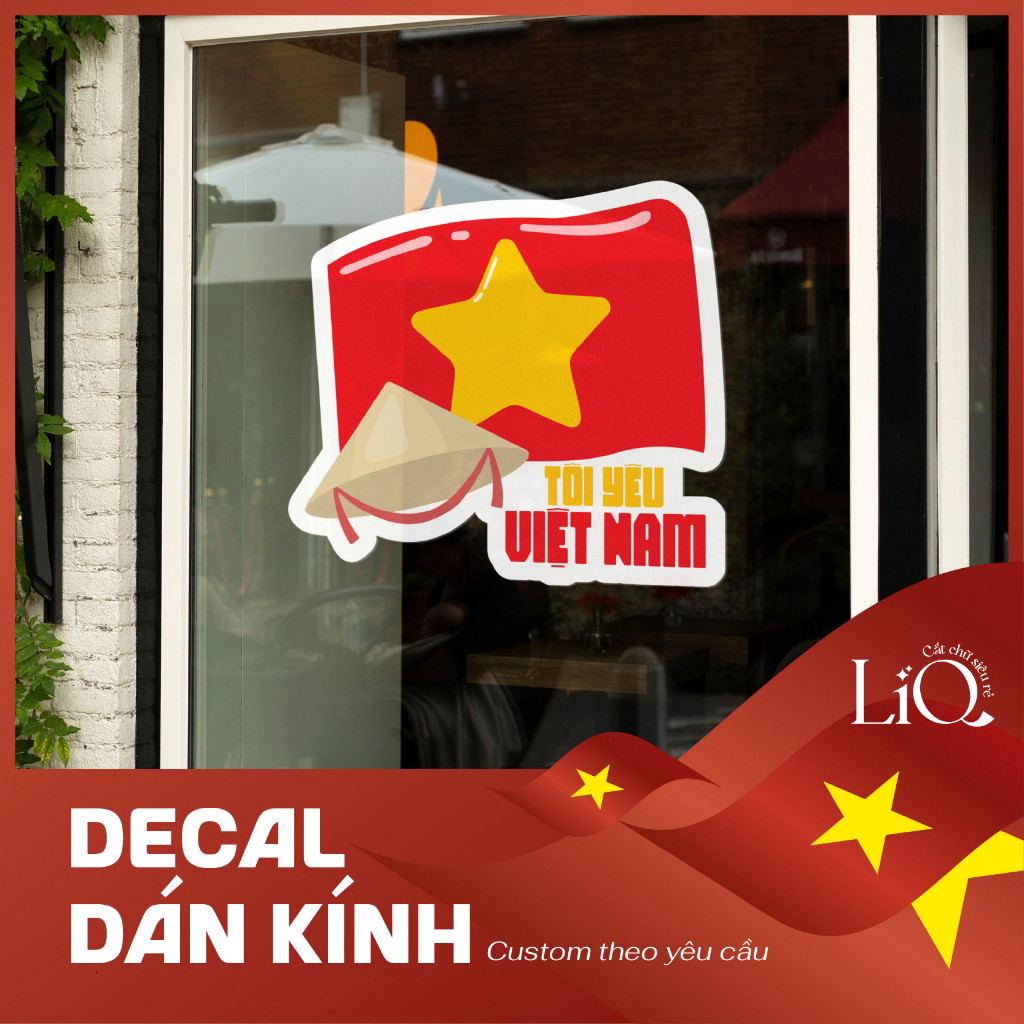 Decal dán kính Việt Nam - Decal yêu nước - Decal cờ Việt Nam - Decal Quốc Khánh 2.9