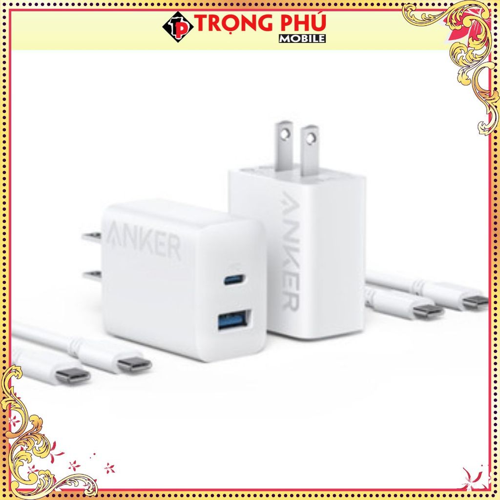 Bộ sạc TypeC-TypeC Anker 312 20W cốc sạc 2 cổng 1C1A B2348 kèm cáp TypeC, TP1
