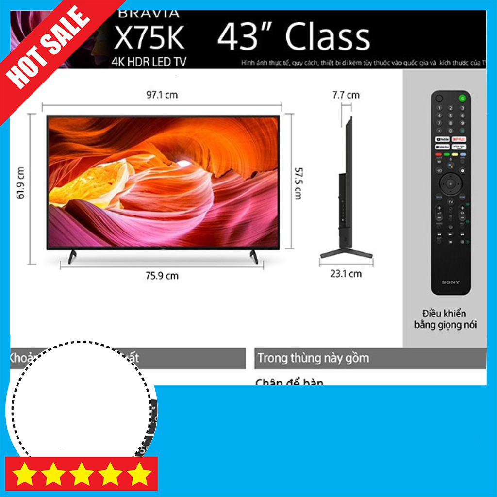 Sale lớn Tivi Sony 43 inch 4K KD-43X75K Loa Cảm Biến Dòng Tivi Hiếm Giao toàn quốc .