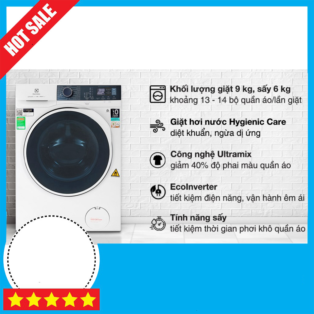 Sale lớn Máy Giặt Điện Sấy Công Nghiệp Electrolux Inverter 9kg 2021 Giặt 9kg Sấy Giặt 6kg Giao toàn 