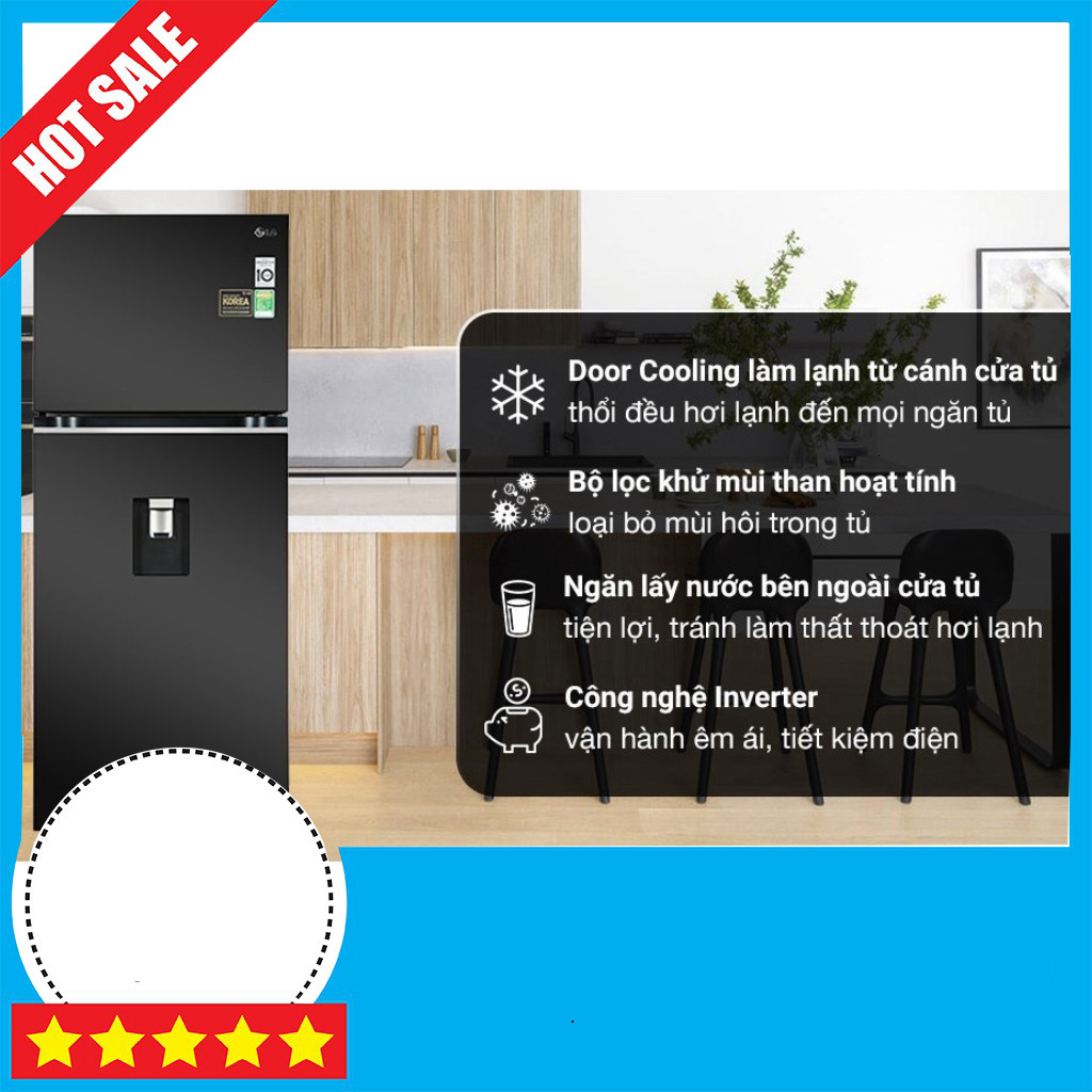 Sale lớn Tủ Lạnh LG Inverter 374 lít GN-D372BL Giữ Hương Cháy Mát Sấy Tức Giao toàn quốc .