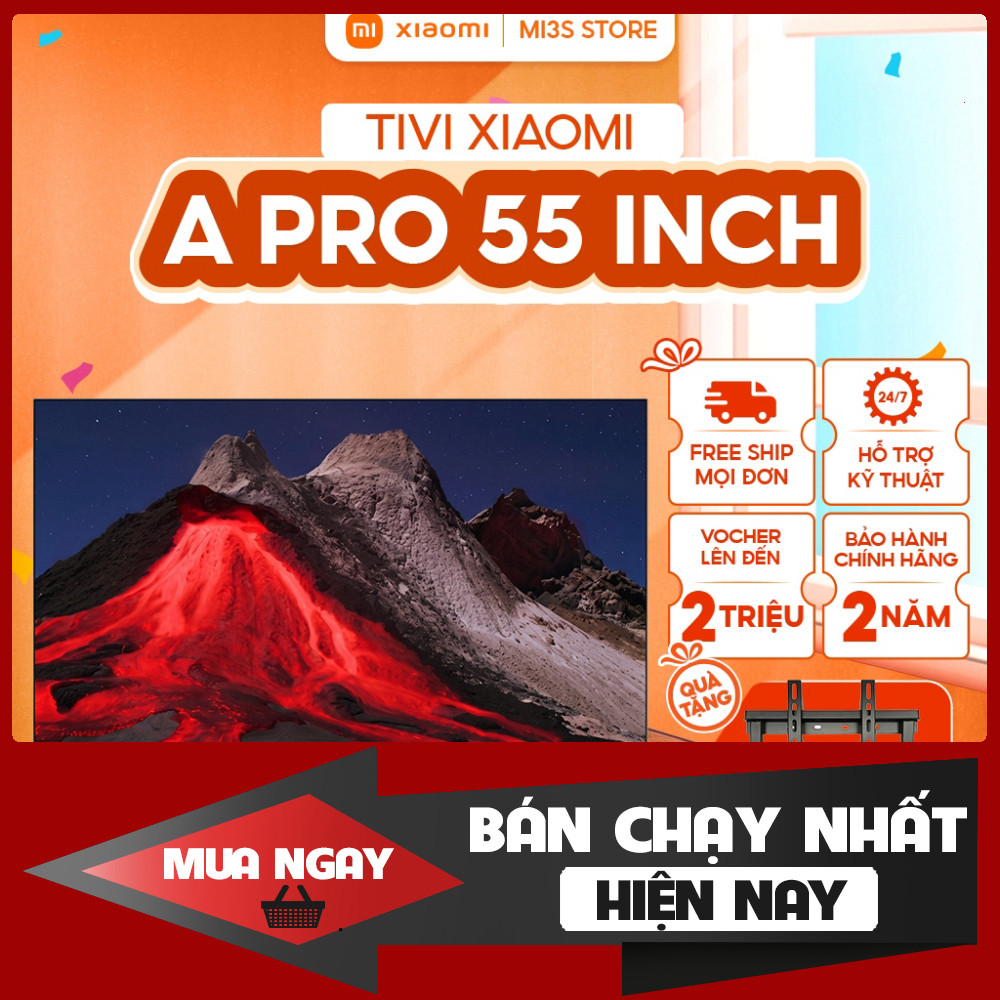 Tivi Xiaomi A Pro 55 Inch 2026 Bản Quốc Tế | QLED 4K, HDR10, Dolby Audio, 2GB/8GB RAM, Display Tấm M