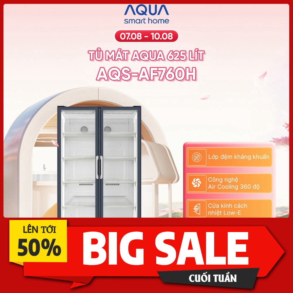 Khuyến mãi  Tủ Mát AQUA 625 lít AQS-AF760H - Làm Lạnh 360 độ Tính Năng Sắt Giao nhanh.