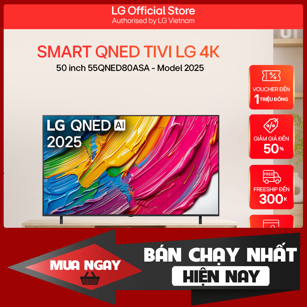 LG 50QNED80ASA Tivi 4K 50 Inch LG 2025 Tốc Độ 120Hz Giảm Lóa Cao Cấp