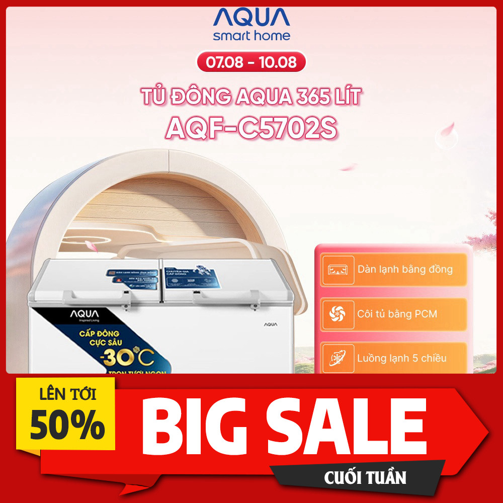 Khuyến mãi  Tủ Đông Aqua 365Lít AQF-C5702S Tiết Kiệm Điện Khử Vi Sinh Khử Bẩn Giao nhanh.