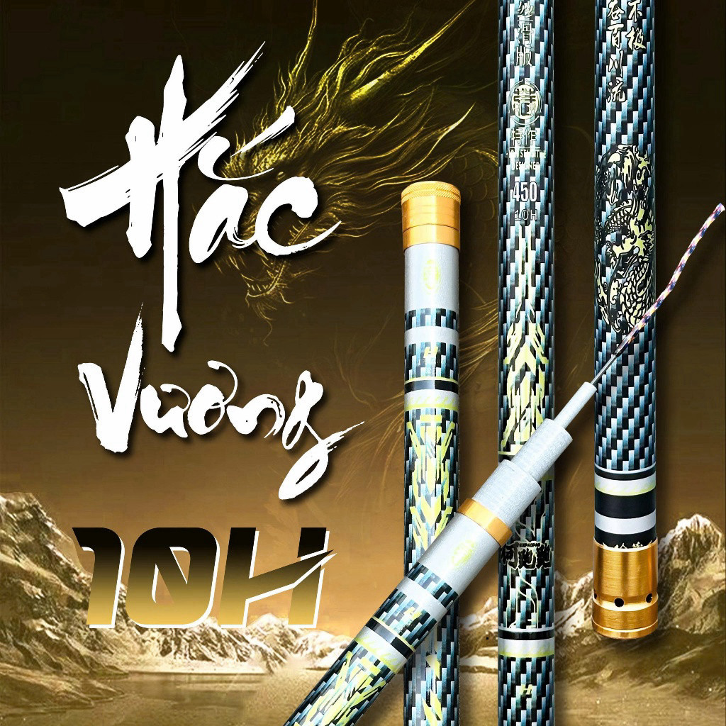 Cần Câu Tay Hắc Vương 6H Carbon Cao Cấp 19i 28i Chuyên Câu Đài Câu Đơn Tặng Ngọn Phụ Zin okiurg okiu