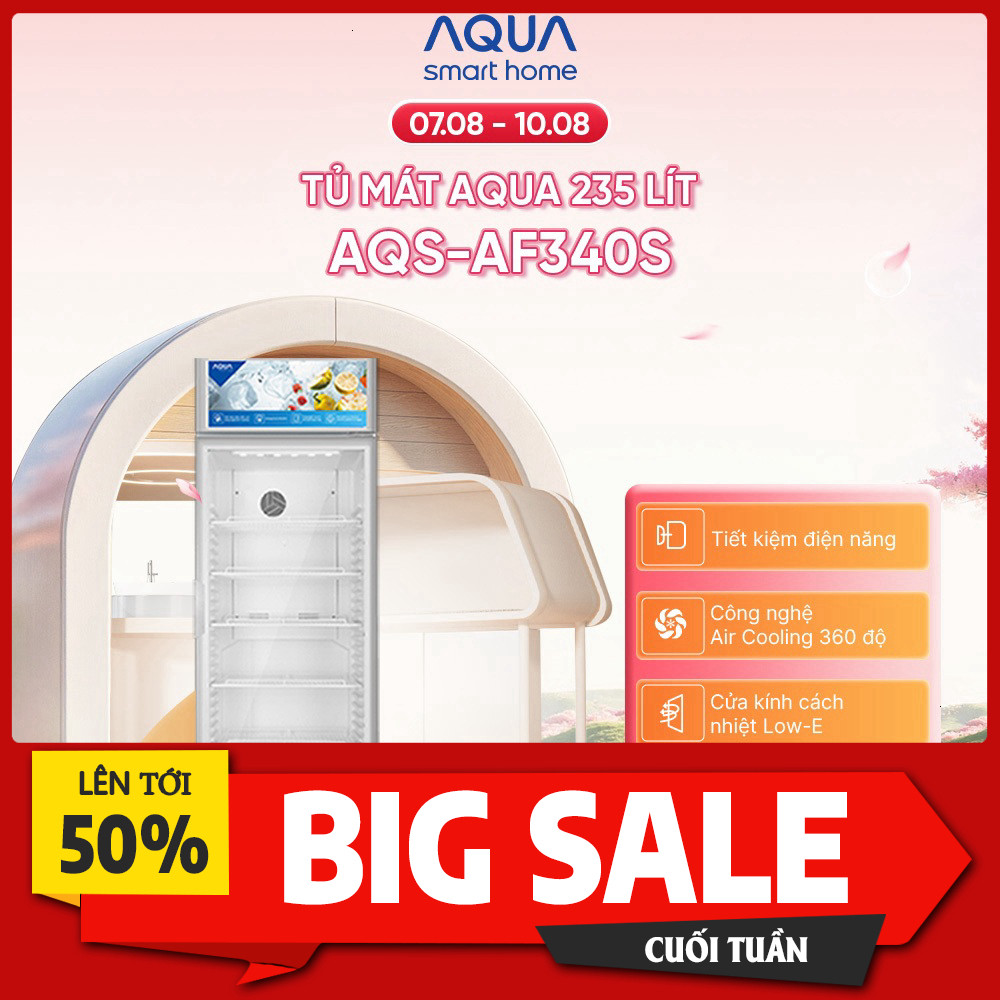 Khuyến mãi  Tủ Lạnh Aqua 235L AQS-AF340S Tủ mát giữ đông nhanh Bảo hành 24 Tháng Giao nhanh.