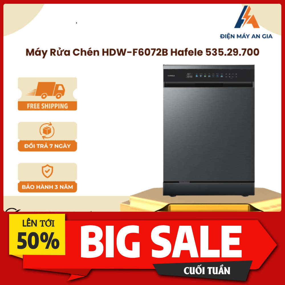 Khuyến mãi  Máy Rửa Chén Hafele HDW-F6072B 16 Bộ Rửa 7 Chương Trình Tiết Kiệm Điện 2100W Giao nhanh.