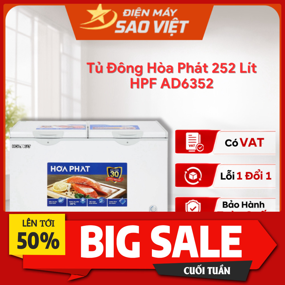 Khuyến mãi  Tủ Đông Hòa Phát HPF AN6252 252Lít Dàn Nhôm Tiết Kiệm Điện Bảo Hành 24 Tháng Giao nhanh.