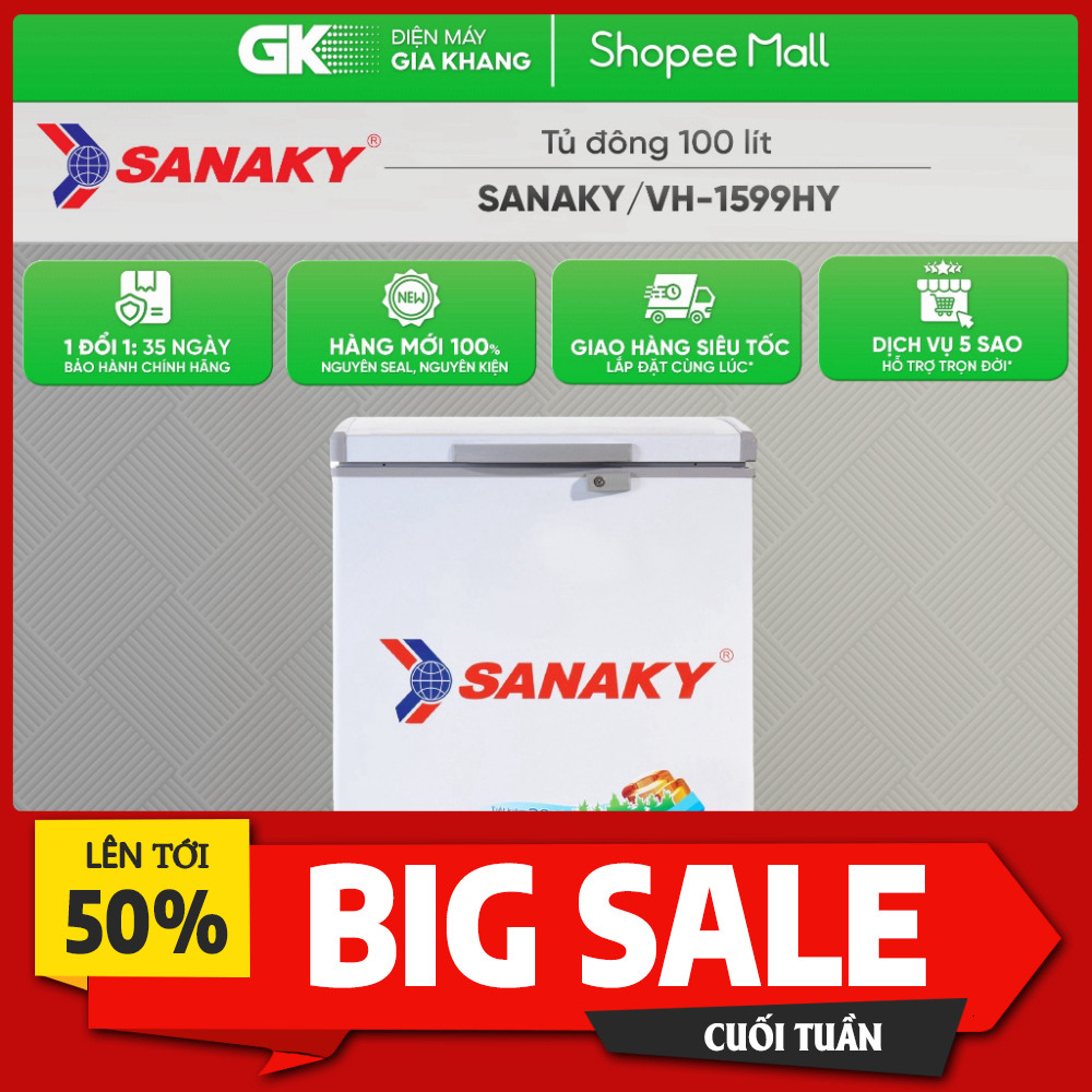 Khuyến mãi  Sanaky Tủ Đông Sanaky VH-1599HY 100L Lắp Đặt Toàn Quố Giao nhanh.