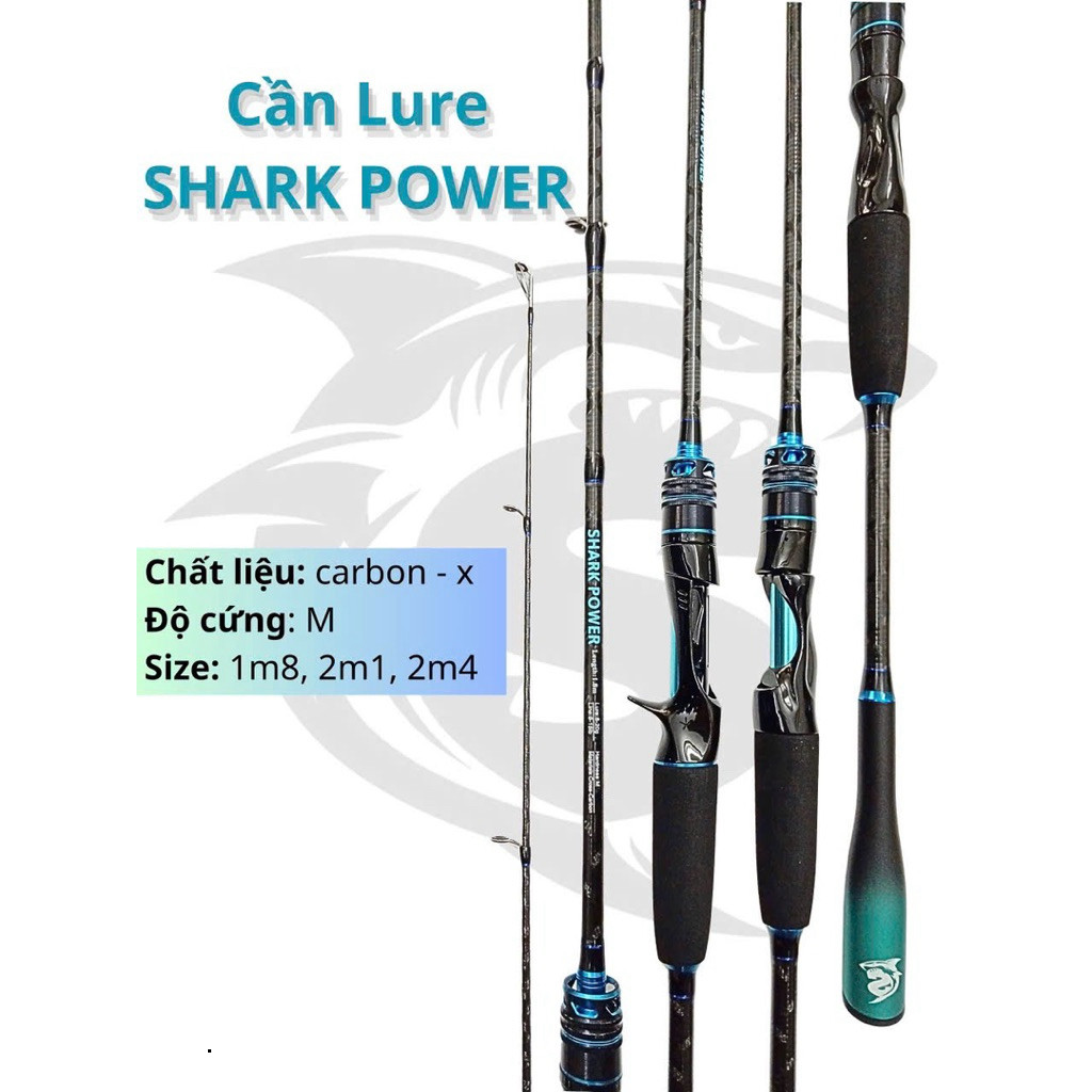 Cần câu Lure Shark Power  độ cứng M, cacbon xoắn X
