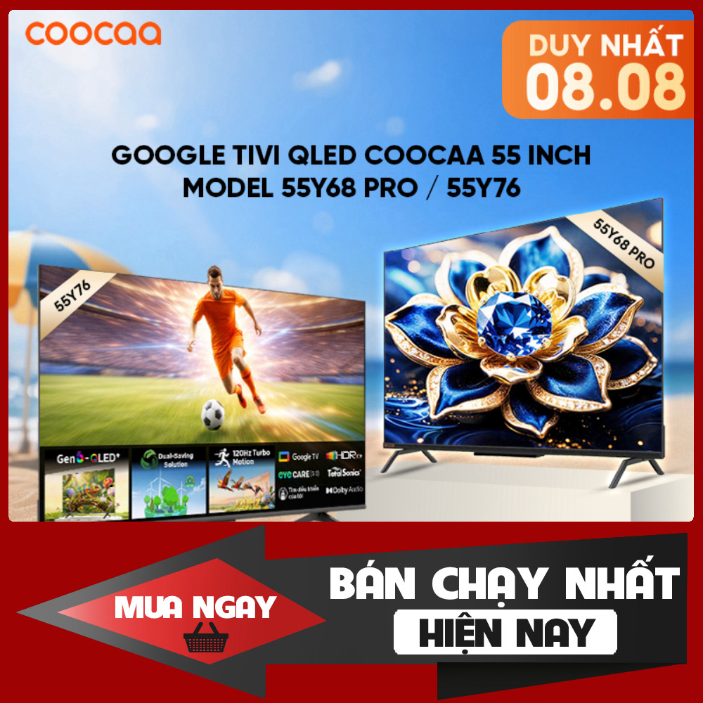 Coocaa Tivi QLED 55 inch 55Y68 Pro / 55Y76 4K Độ Phân Giải Cao Tivi LED Màn Hình 50Hz