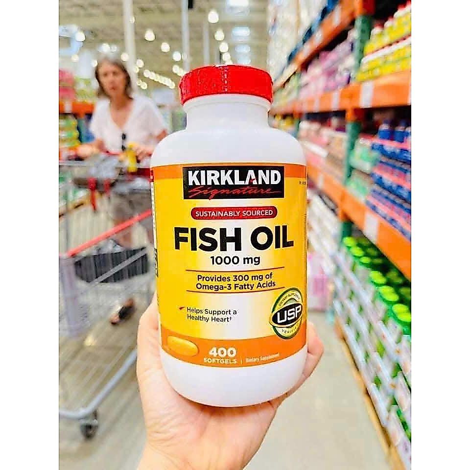 Viên Uống Dầu Cá Bổ Tim Mạch Kirkland Fish Oil 1000mg (Hộp 400 Viên)