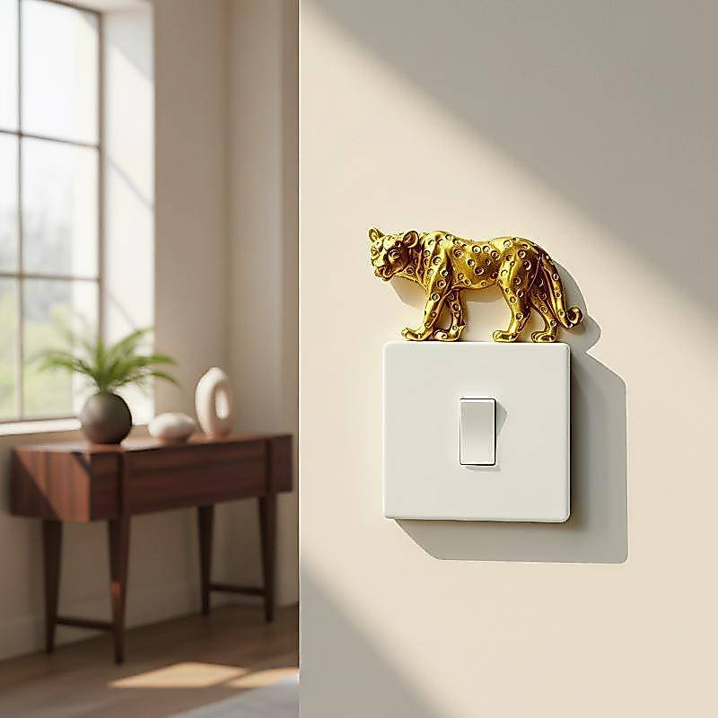 (COD) Vintage Leopard Light Switch Trang Trí Tự Dính Có Thể Tháo Rời Nhựa Hình Tượng Retro Trang Trí