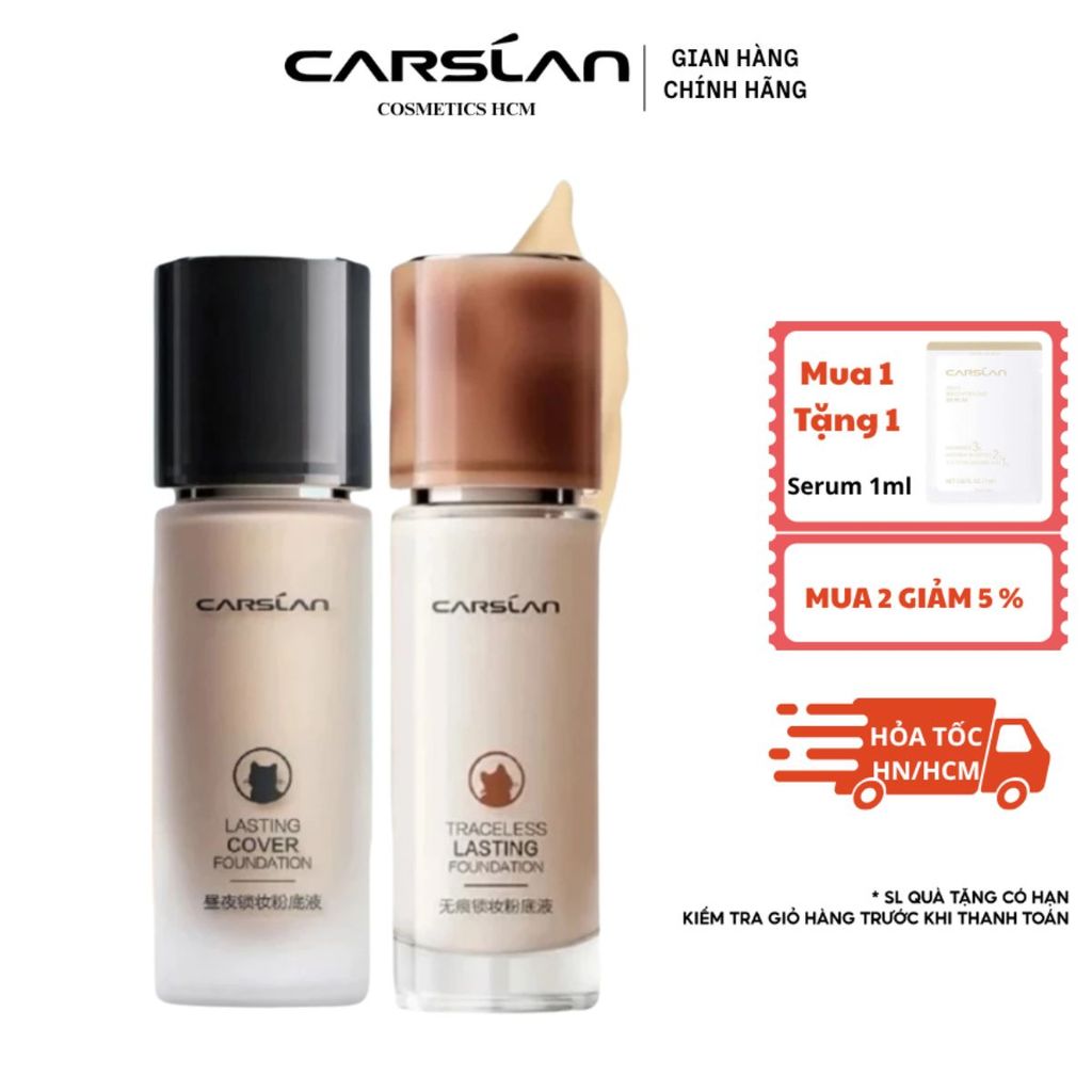 Kem nền Carslan dành cho da hỗn hợp che phủ khuyết điểm kiềm dầu lâu trôi 30g