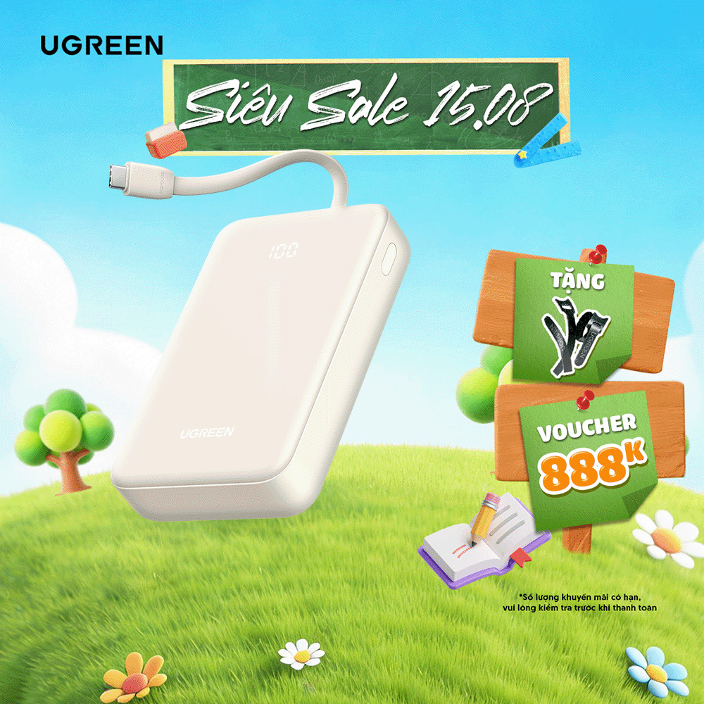 Sạc di động Ugreen PB502 20W/30W | Màn Hình LED | Bảo Hành 18 Tháng 1 Đổi 1 | 10000mAh/20000mAh