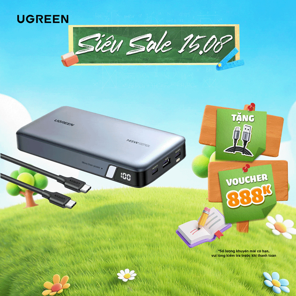 Pin sạc dự phòng Ugreen 10000mAh - 25000mAh | Sạc nhanh 100W - 200W | Chính hãng - Bảo hành 18 tháng