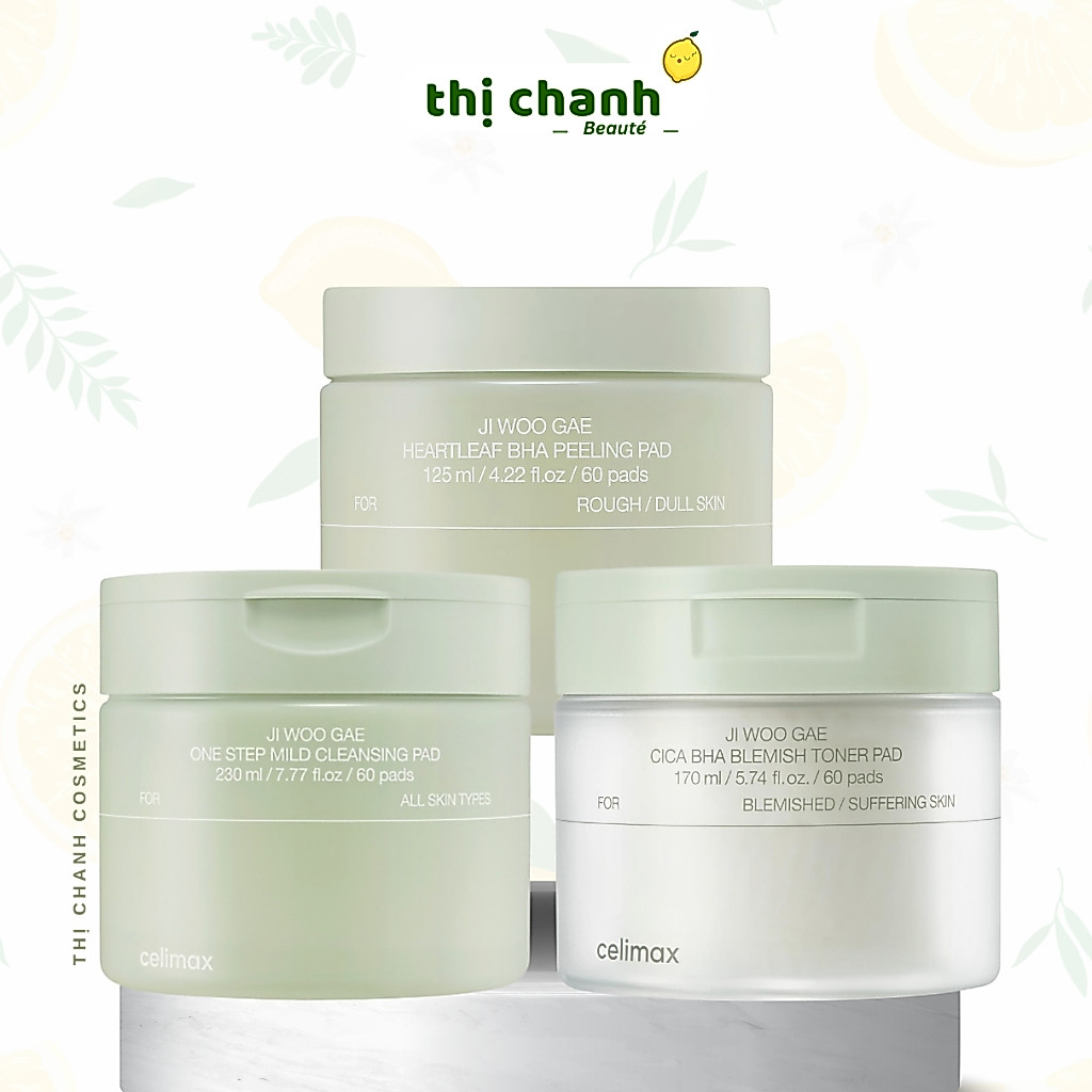 Toner Pad CELIMAX Ji Woo Gae Heartleaf BHA Peeling/ Cica BHA Blemish/ One Step Mild Cleansing Pad