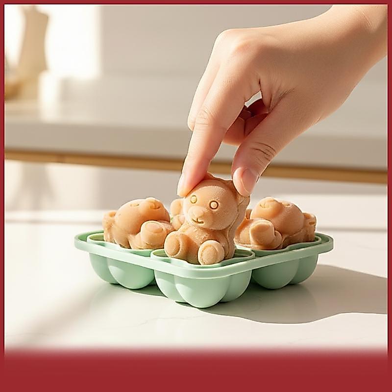 Cod Bear-shaped Ice Cube Khuôn Silicone Ice Tray Bear-shaped Cà Phê/trà sữa Ice khuôn