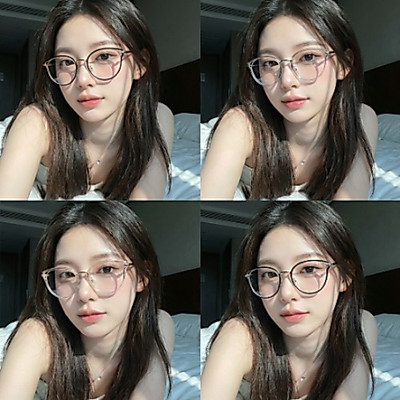 Gọng kính cận nữ dáng oval khung kim loại bọc nhựa trendy thời trang Pigme MS20