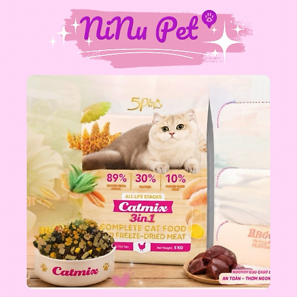 Hạt 5PLUS CATMIX 3IN1 cho mèo có topping