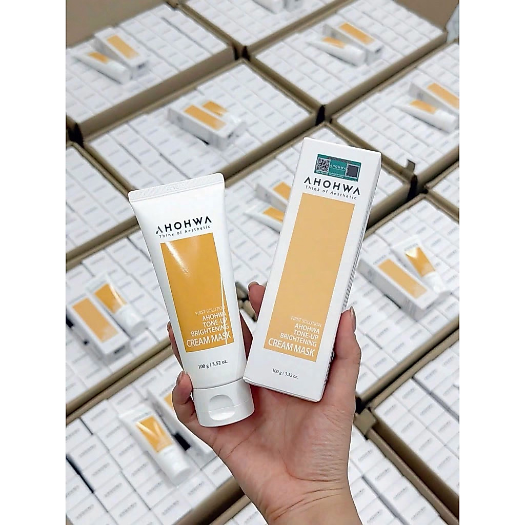 (tặng 1 cọ) tuýp mặt nạ ủ trắng dạng kem Ahohaw First Solution chính hãng 100g