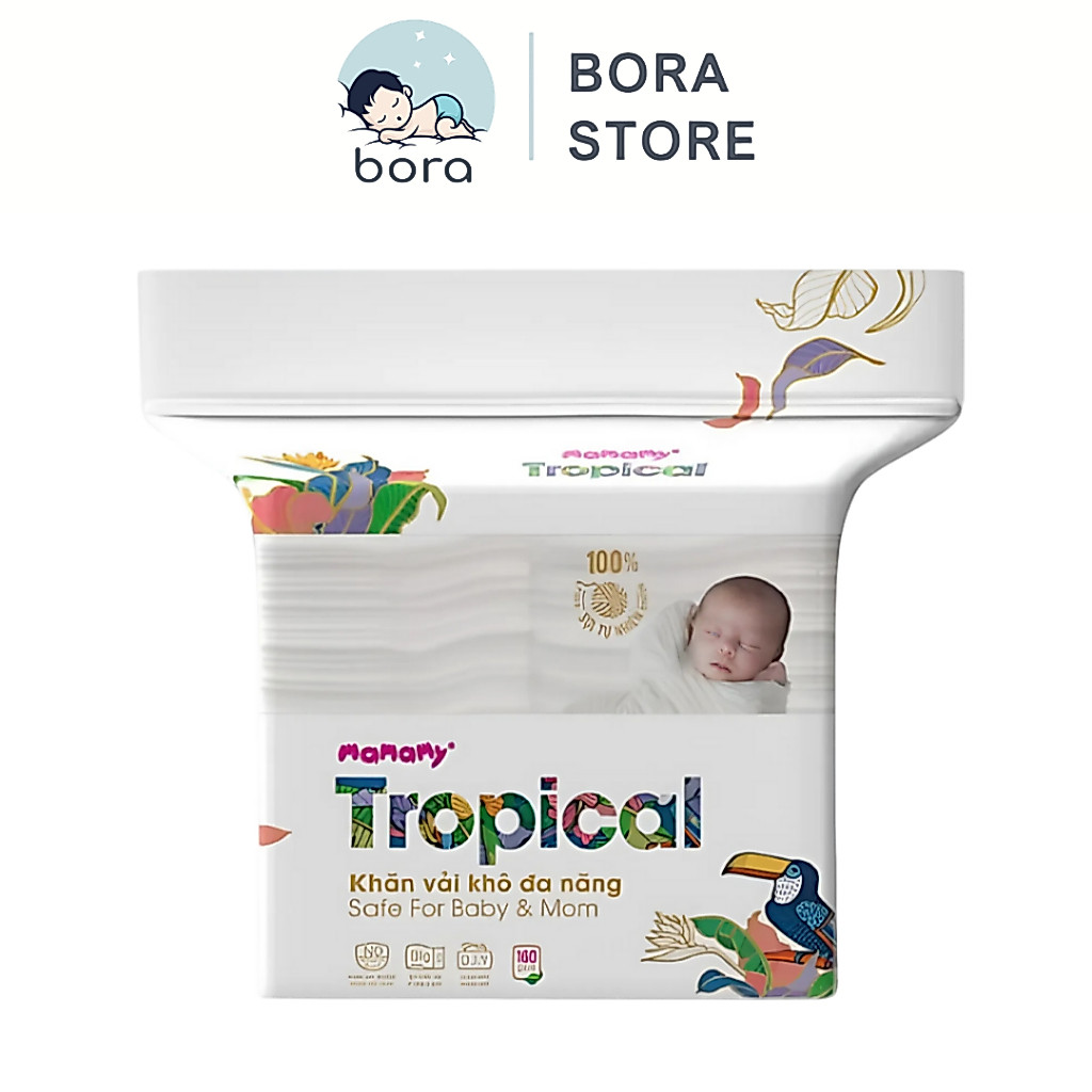Khăn vải khô Mamamy Tropical 160 tờ, khăn đa năng cao cấp, tiện lợi, an toàn cho bé