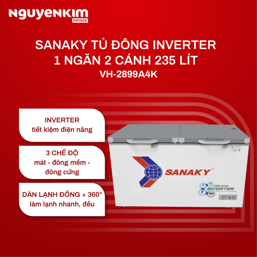 Tủ đông Sanaky Inverter 235 lít VH-2899A4K