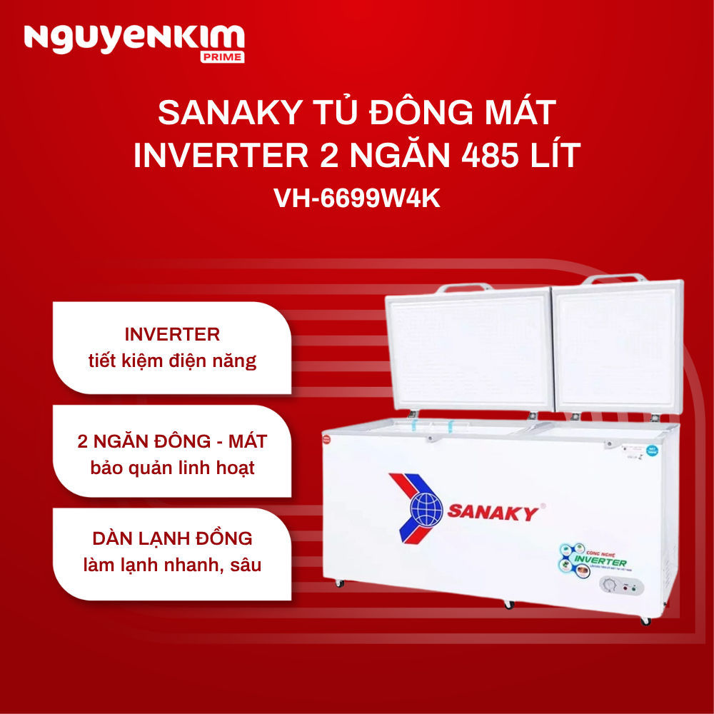 Tủ đông Sanaky Inverter 485 lít VH-6699W4K