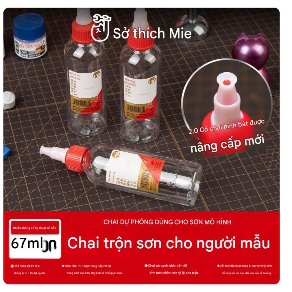 Hobby Mio Model Paint Spare Bottle – Chai Pha Sơn Airbrush Gundam Mô Hình 60ml/100ml