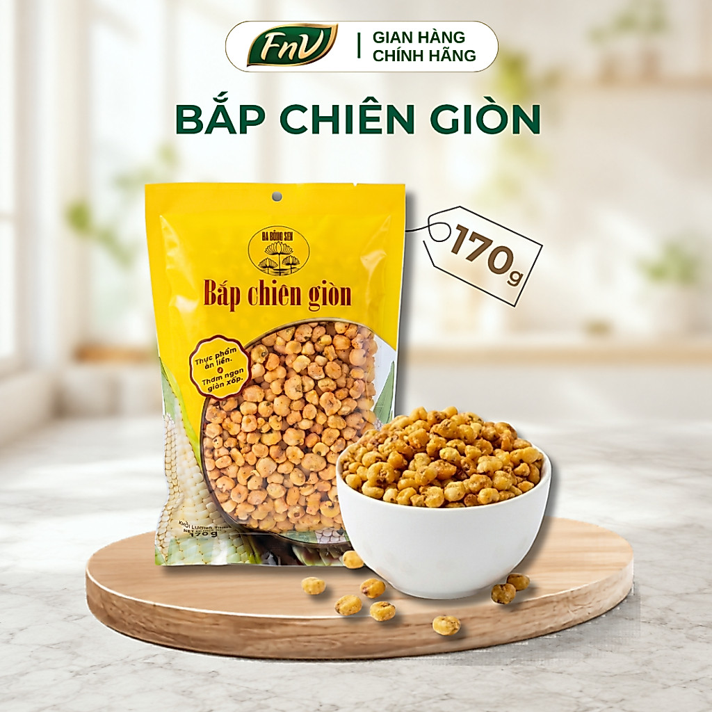 Bắp Chiên Giòn Ba Bông Sen 170g - Snack Ăn Vặt Giòn Tan - Thơm Ngon