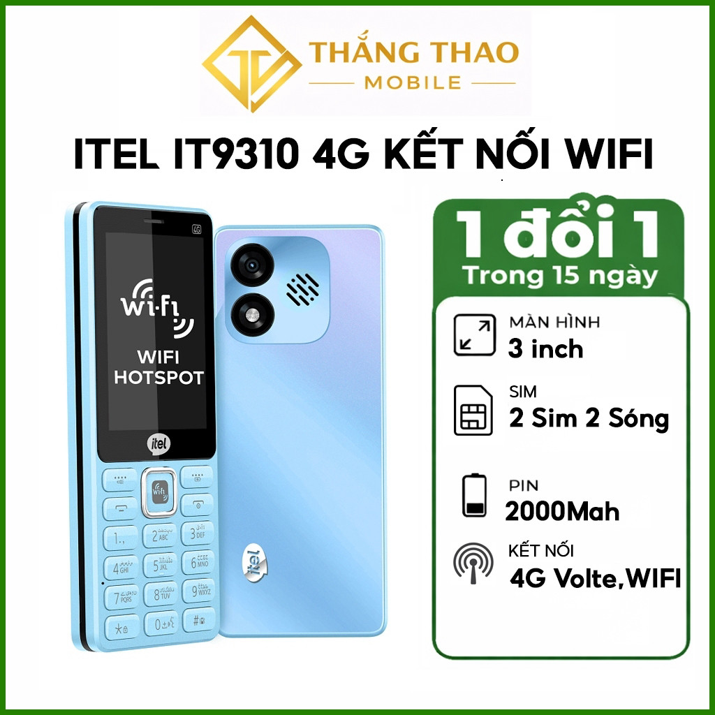 Điện Thoại 4G Itel IT9310 WiFi Phát WiFi Facebook YouTube Màn Hình 3 Inch Pin 2000mAh BH 12 Tháng