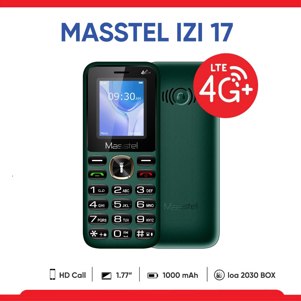Điện Thoại 4G Masstel IZI 17 2 SIM Pin 1000mAh Loa To FM Không Dây HD Call Chữ Lớn Dễ Dùng