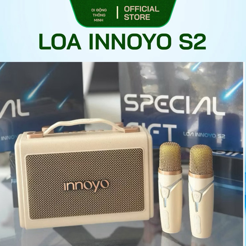 LOA BLUETOOTH INNOYO S2 KÈM MICRO KARAOKE – LOA MINI 10W ÂM THANH HAY, PIN 2400mAh, KẾT NỐI BLUETOO