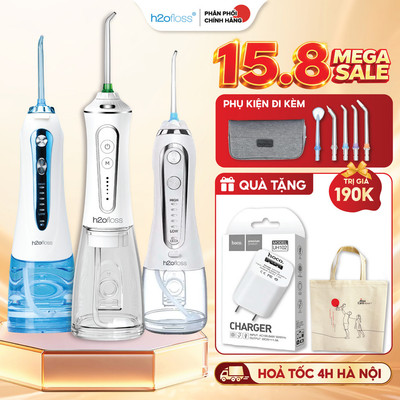 Máy Tăm Nước H2OFloss HF6P HF9P [Mẫu Mới] Cải tiến công nghệ tia nước sạch X4 Lần - Bảo Hành 12 tháng, Kèm túi đựng máy