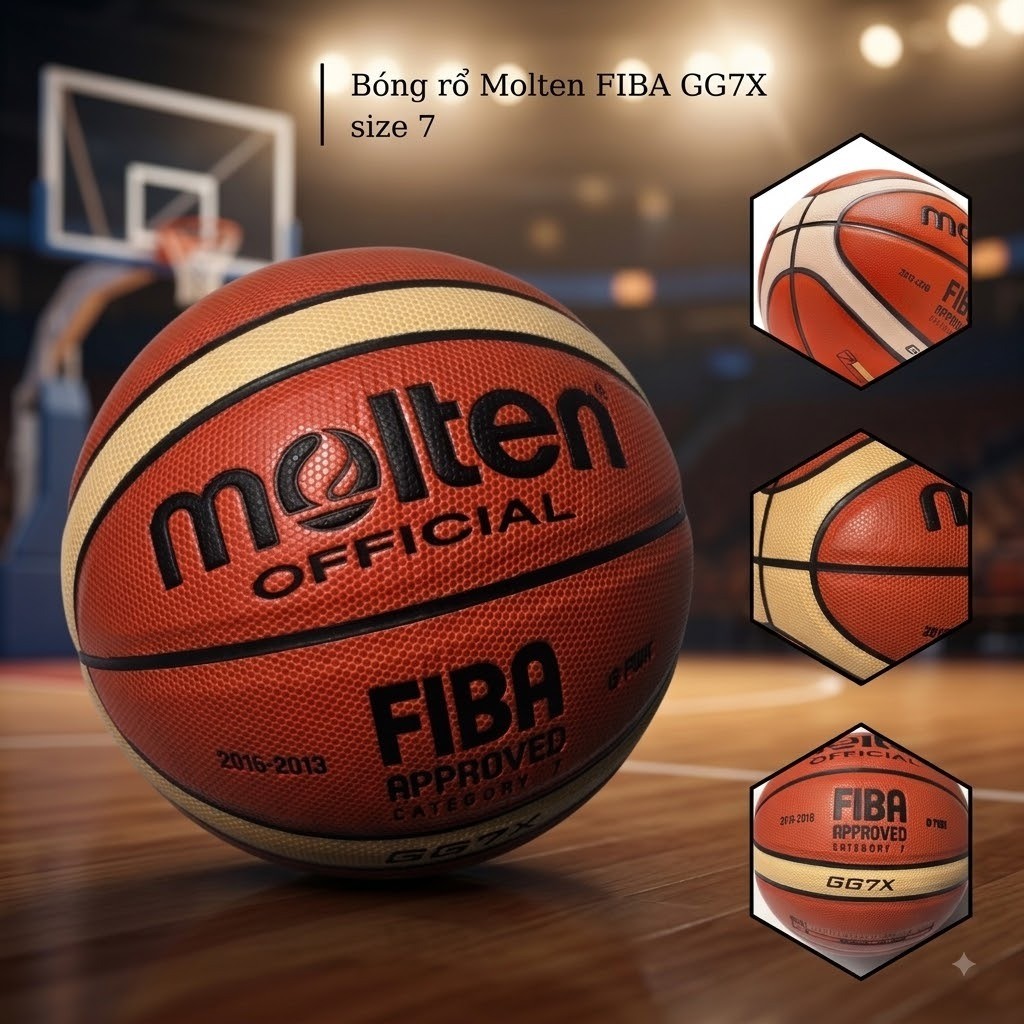 🏀 BÓNG RỔ MOLTEN FIBA GG7X SIZE 5 6 7 – DA PU CAO CẤP, BÁM TAY TỐT 🔥