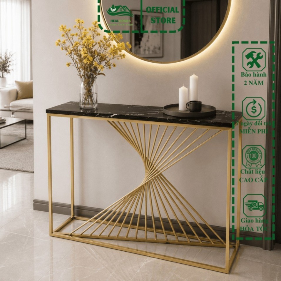 Bàn Console HEALHOMES LA1 Mặt Đá Chữ Nhật Thiết Kế Hiện Đại Sang Trọng Cho Phòng Khách