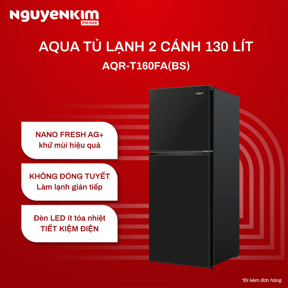 Tủ lạnh 2 cánh Aqua 130 lít ngăn đông trên AQR-T160FA(BS)
