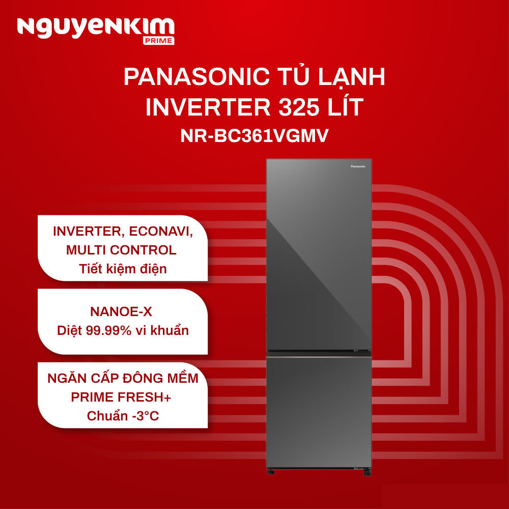 Tủ lạnh Panasonic Inverter 325 lít NR-BC361VGMV