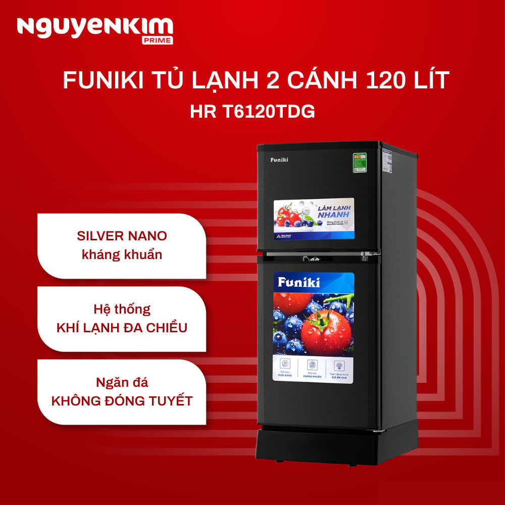 Tủ lạnh 2 cánh Funiki 120 lít ngăn đông trên HR T6120TDG