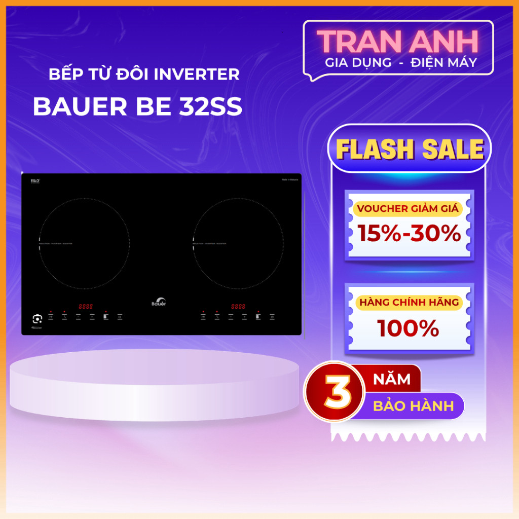 Bếp Từ Đôi Nhập Khẩu Malaysia BAUER BE 32SS Bảo Hành 3 Năm