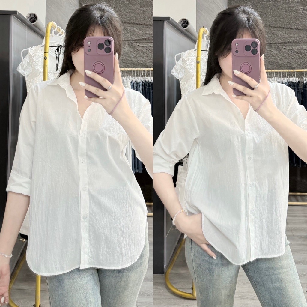 áo somi trắng trơn phông vừa